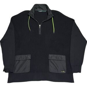 Lauren Ralph Lauren Men’s Quarter Zip Waffle Knit Pullover Black XXL Drawstring